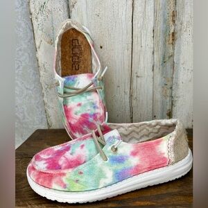 HEY DUDE WENDY YOUTH BOHO MANDALA TIE DYE Lightweight GIRLS Shoe Size Youth 4